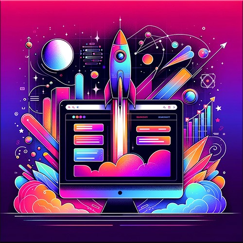 a rocket coming from a computer